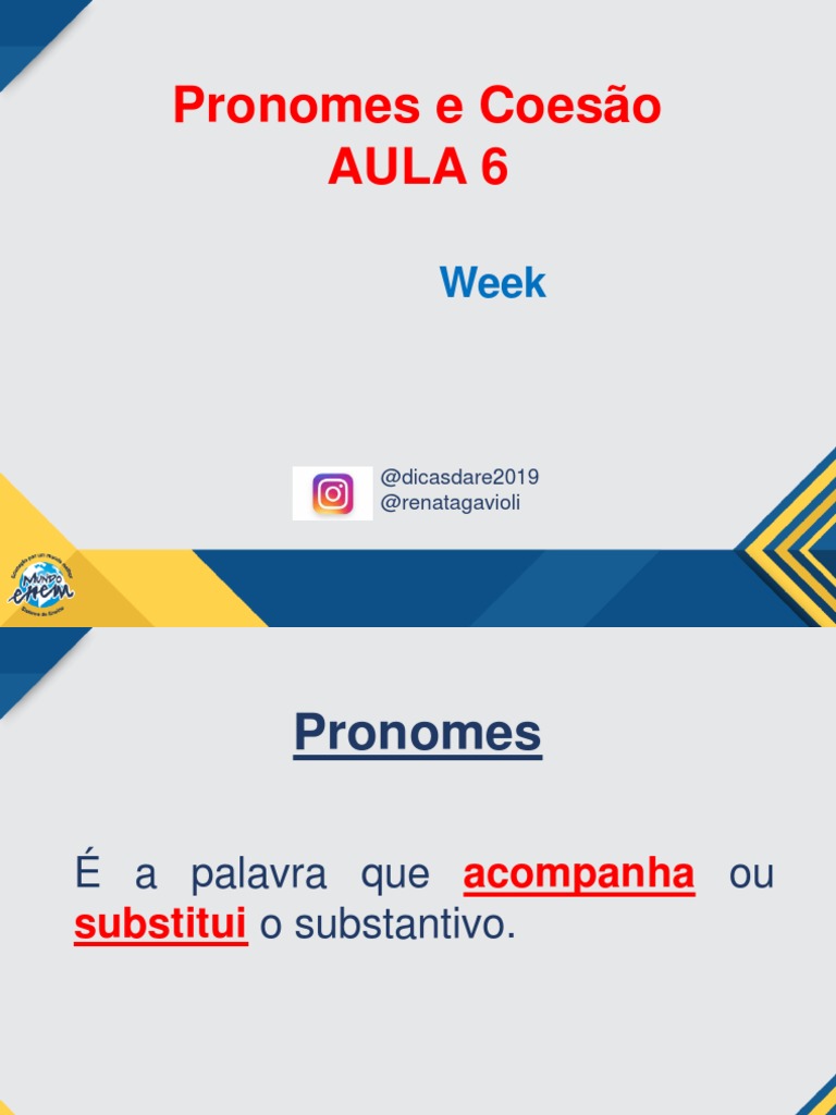 Pronomes e Coesão na Língua Portuguesa | PDF | Pronome | Assunto ...