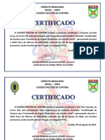 Certificados de participação na Feira de Ciências do Colégio Militar de Curitiba