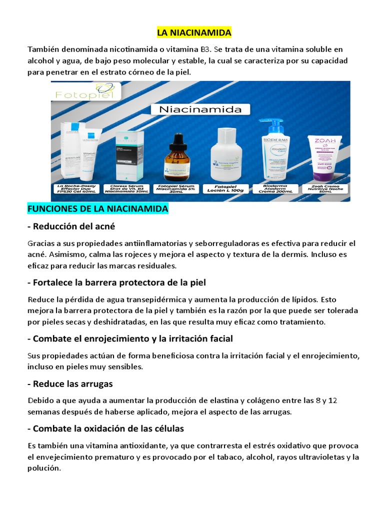 Beneficios de la Niacinamida en la Piel | PDF | Piel | Ácido láctico