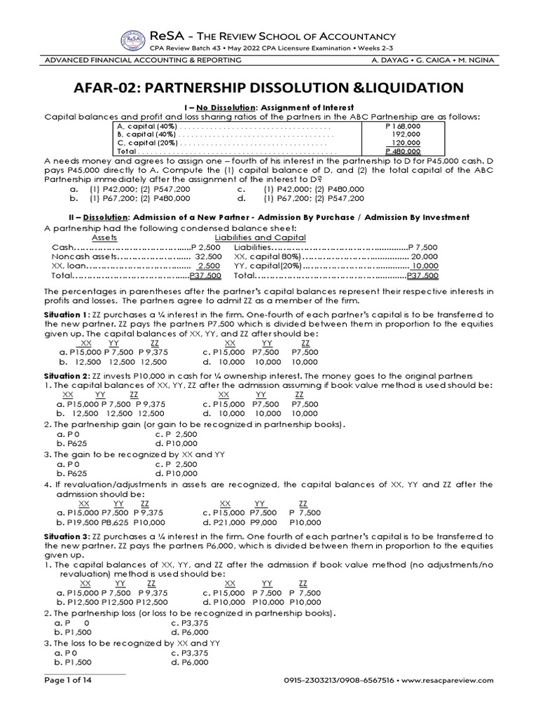 Afar 02 Partnership Dissolution Liquidation Pdf