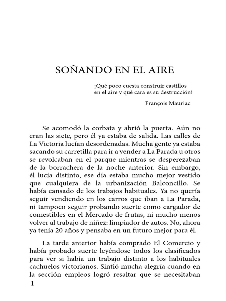 PC1 - Cuento - Soñando en El Aire, Por Lenin Solano | PDF