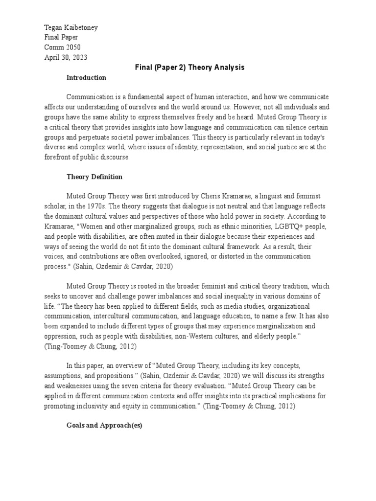 Muted Group Theory Paper 22 PDF Communication Theory