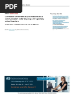 Correlation of Self-Efficacy On Mathematical Communication Skills For Prospective Primary School Teachers