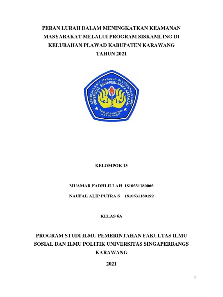 Program Siskamling untuk Meningkatkan Keamanan Desa Tanjungsari