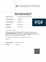 Memo On Covid-19 Real Time RT-PCR Swab Test Result: Name of Person