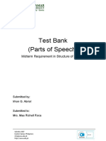 Parts of Speech Test Bank