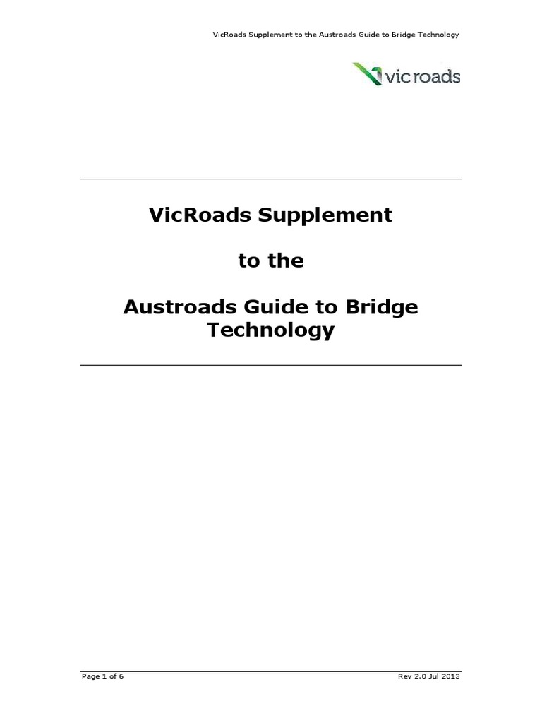 VicRoads Supplement To The Austroads Guide To Bridge Technology PDF