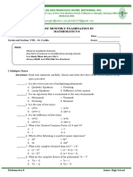 Math 8 - First Monthly Test