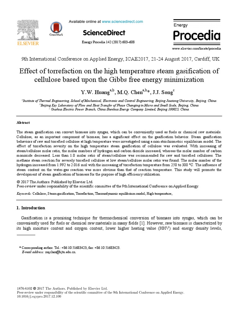 Sciencedirect Sciencedirect Sciencedirect PDF Gasification Chemistry