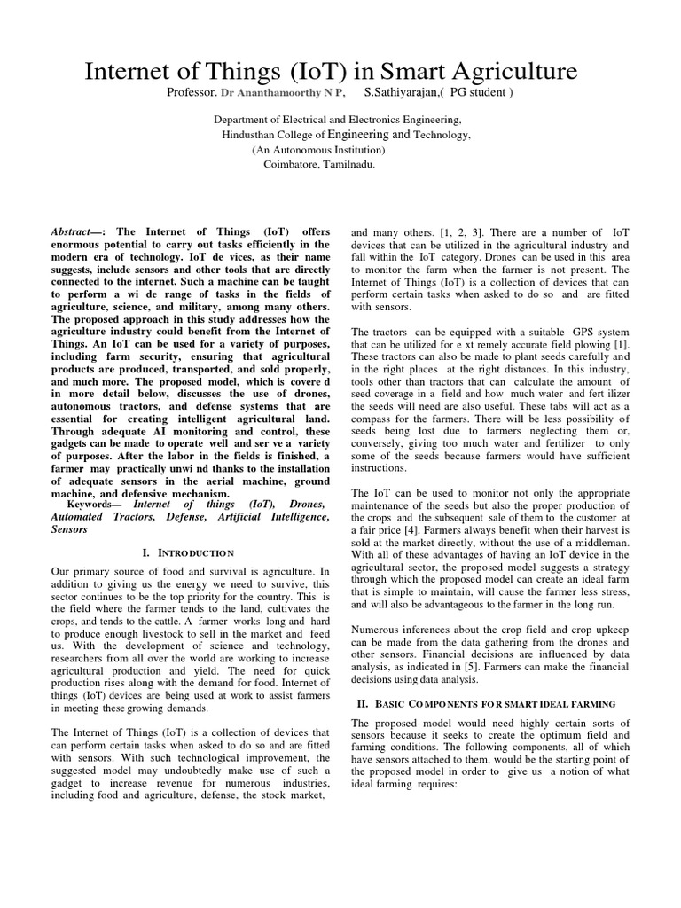 IoT Applications in Smart Agriculture | PDF | Internet Of Things | Tractor