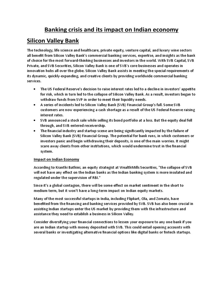 Banking Crisis and Its Impact On Indian Economy Fincrop | PDF | Banks ...