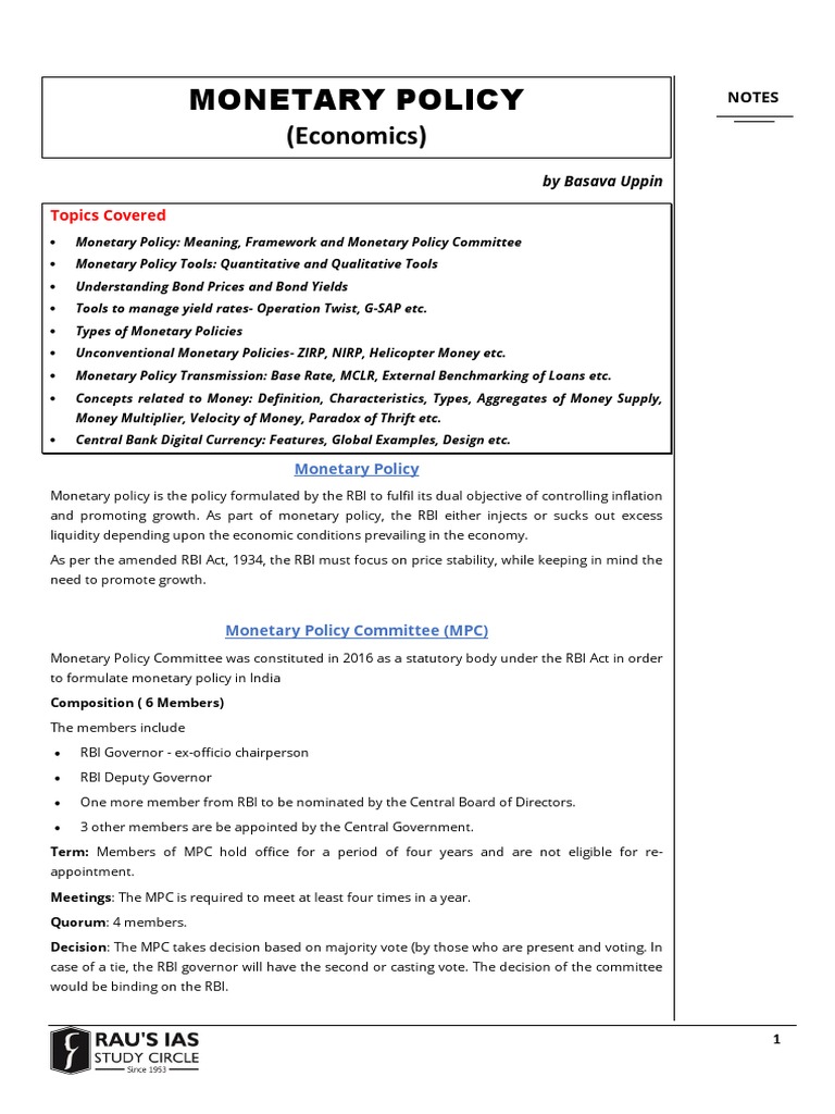 Monetary Policy | PDF