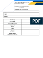 Topic Identification Matrix TIM