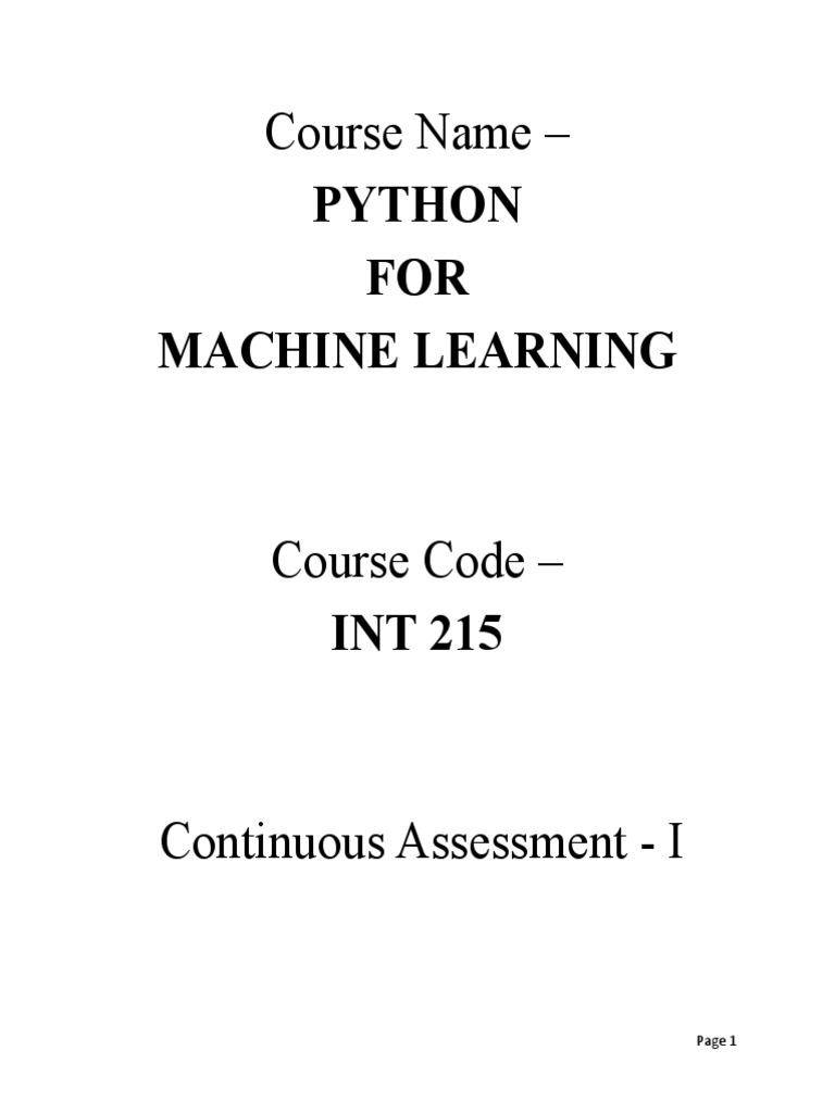 Python for machine learning course introduction to programming