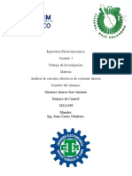 Unidad: 5 Trabajo de Investigación. Materia: Análisis de Circuitos Eléctricos de Corriente Directa. Nombre Del Alumno