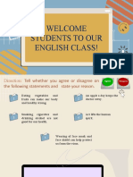 Welcome Students To Our English Class!
