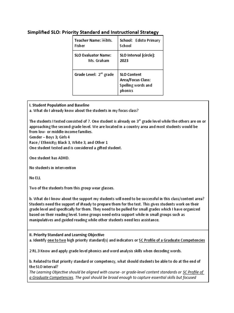 Simplified Slo Template PDF Phonics Teachers