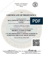 Certificate of Proficiency: Highly Satisfactory