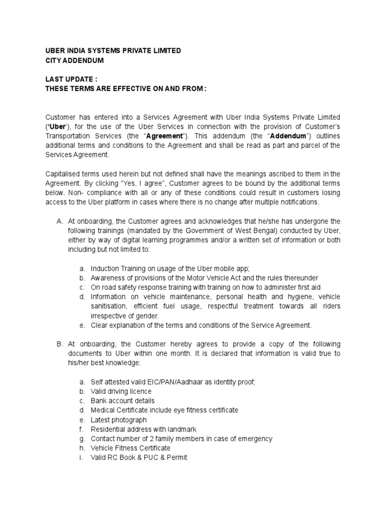 Uber india systems private limited city addendum last update these