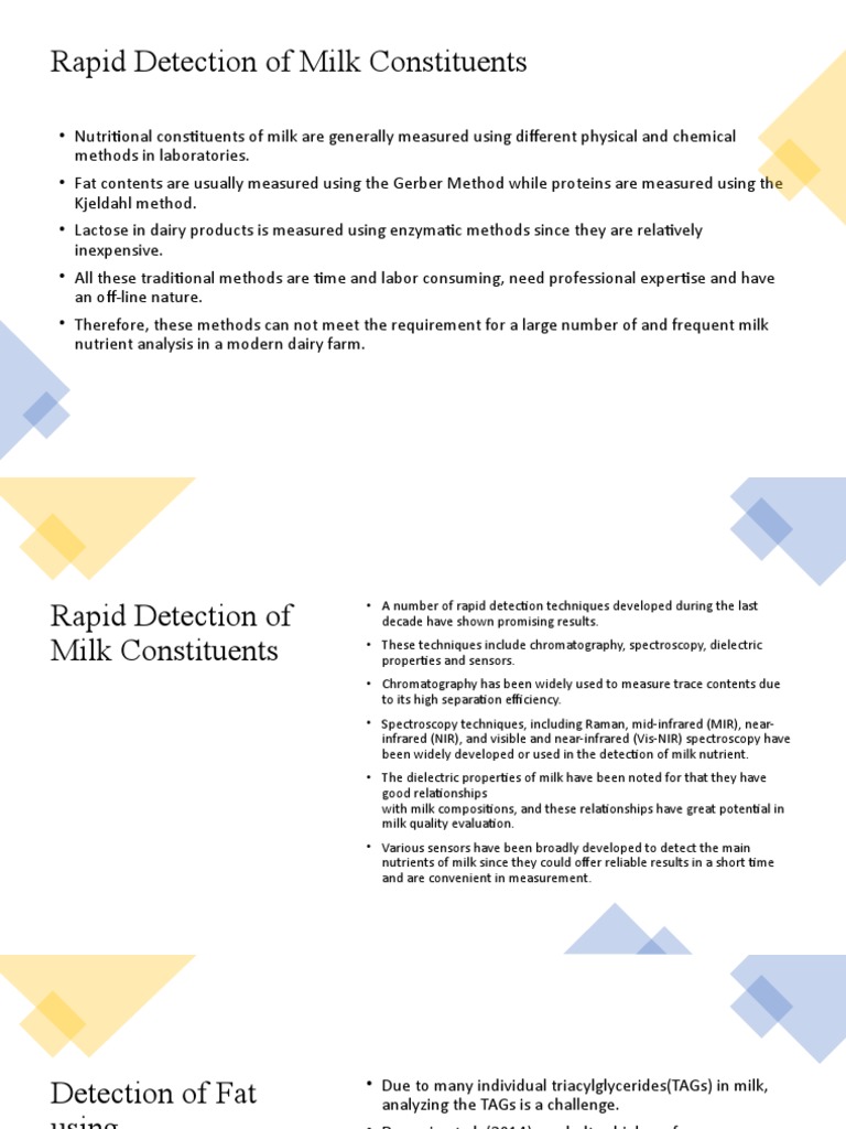 Rapid Techniques for Milk Nutrient Detection | PDF | Spectroscopy | Milk