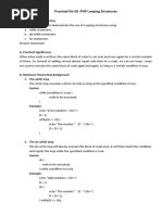 Practical No 03: PHP Looping Structures