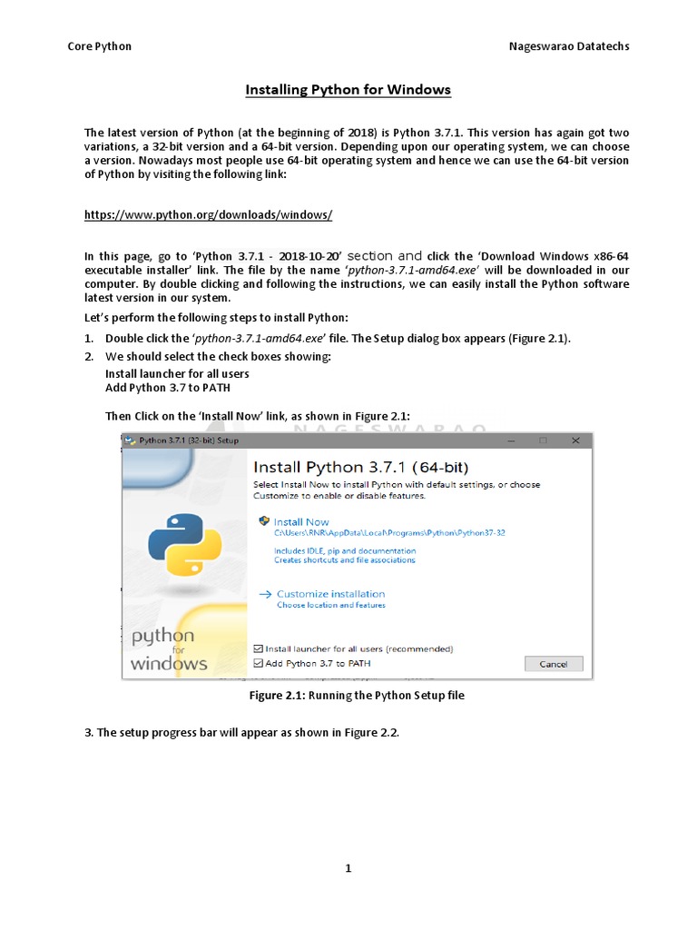 Installing Python For Windows: Figure 2.1: Running The Python Setup ...