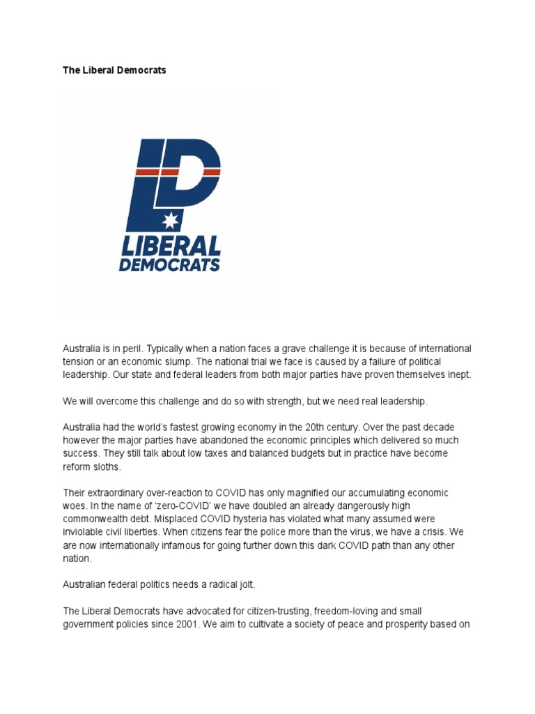 Liberal Democrats Manifesto PDF Liberalism Political Science