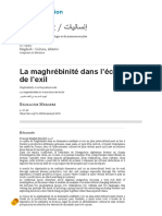 La Maghrébinité Dans L'écriture de L'exil