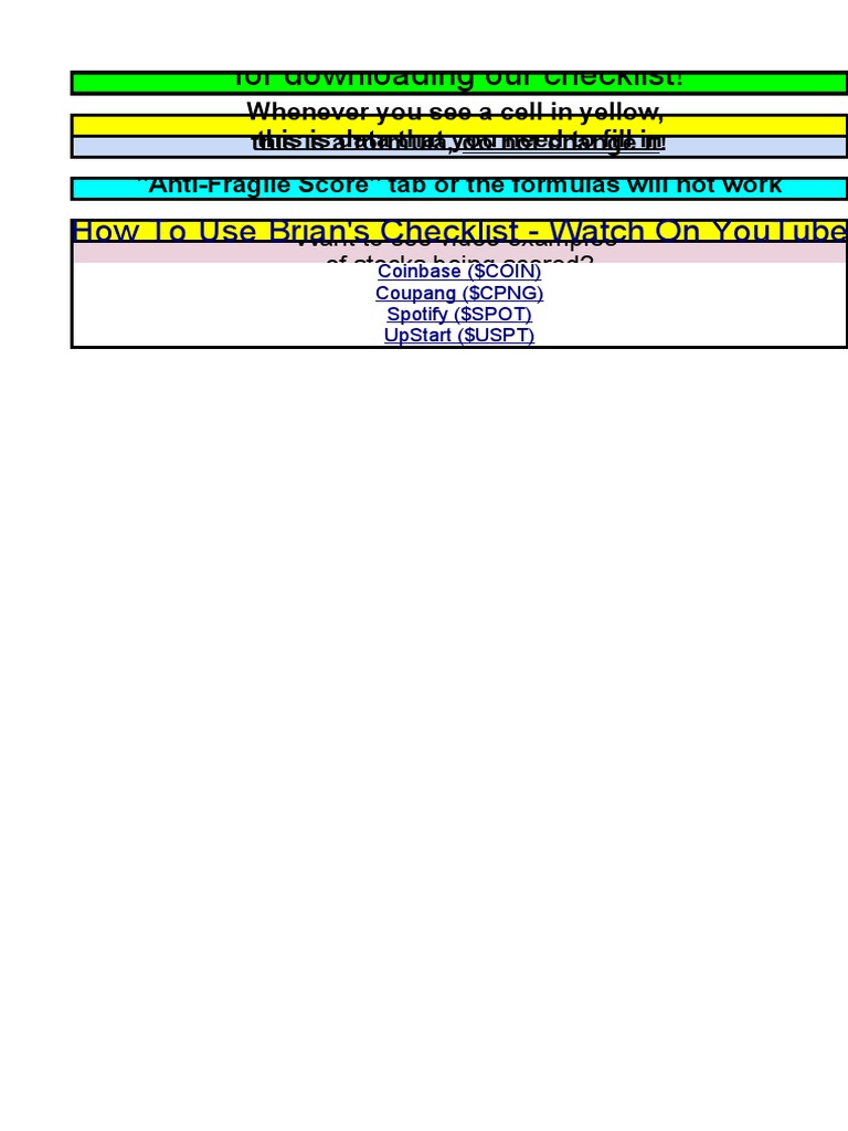 Feroldi Quality Score & AntiFragile Checklist PDF Stocks Economies