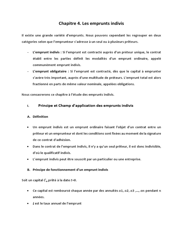 Emprunts Indivis | PDF | Prêts | Bilan comptable