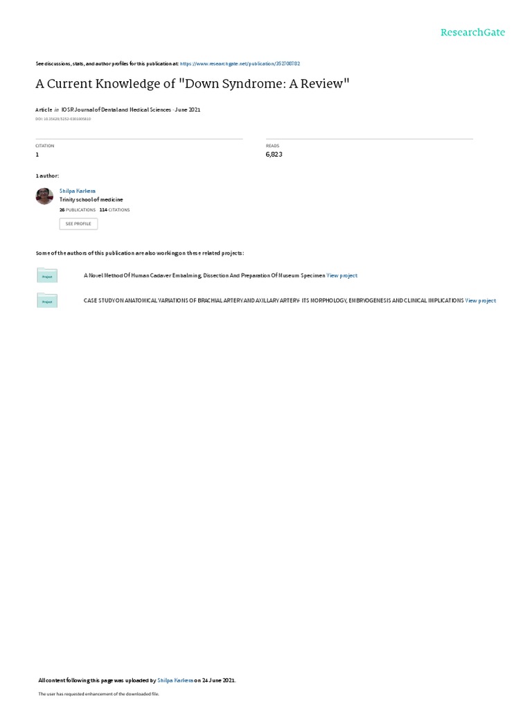 Acurrent Knowledgeof Down Syndrome Areview Pdf Down Syndrome