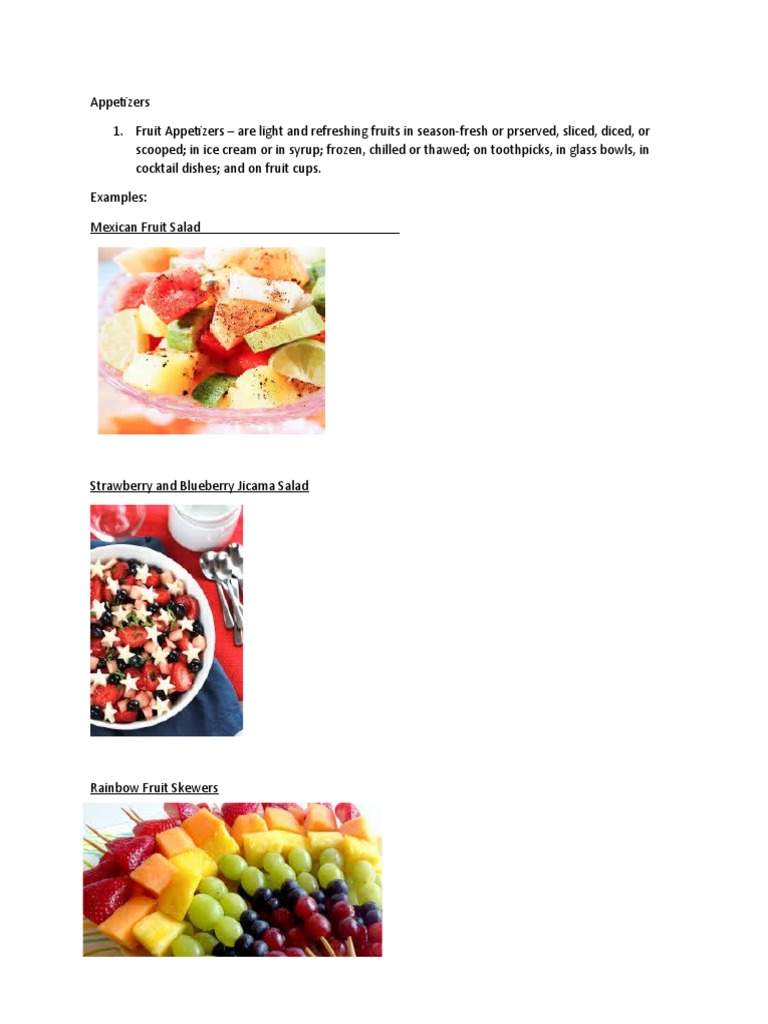 Appetizers Examples PDF