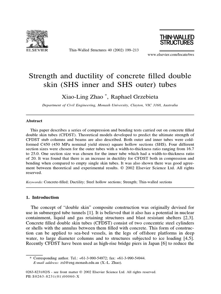 Strength and Ductility of CFDST Tubes | PDF | Strength Of Materials ...