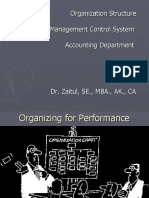 Organization Structure Management Control System Accounting Department Lecturer Dr. Zaitul, SE., MBA., AK., CA