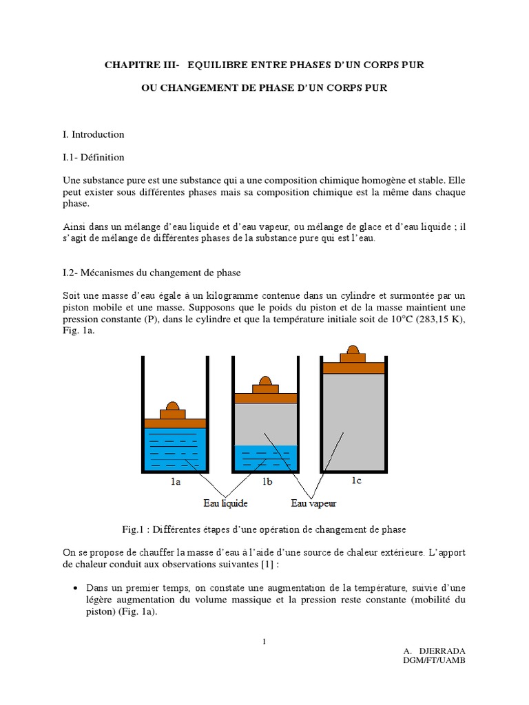 Équilibre des Phases d'un Corps Pur | PDF | Équilibre thermodynamique ...