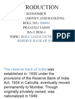 Economics Paper - (Money and Banking) Roll No. - Pranjali Yadav BA - Sem - Topic