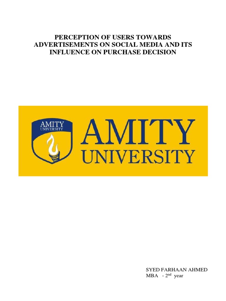 Mba Project Report Pdf Popular Culture Media Studies Social Media