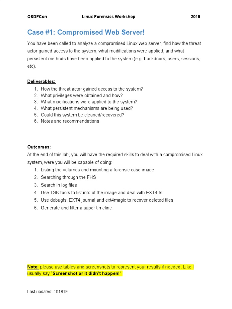 Case #1: Compromised Web Server!: Deliverables | PDF | World Wide Web ...