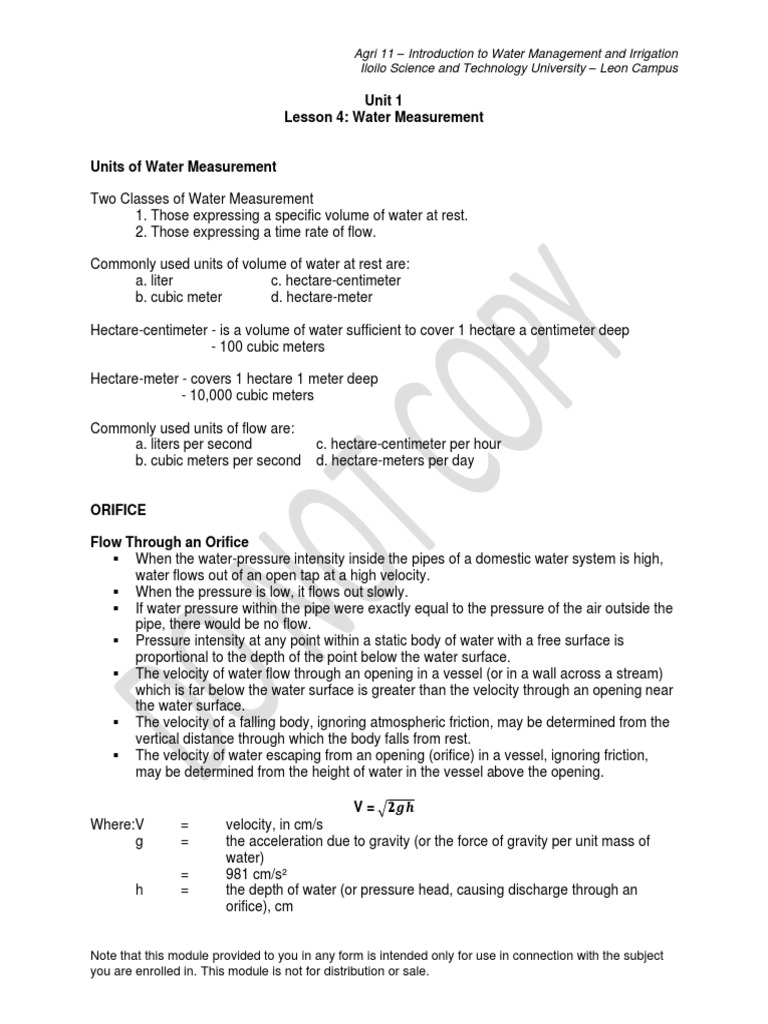 Measuring Water Flow A Guide to Common Units and Methods for Calculating Discharge Through