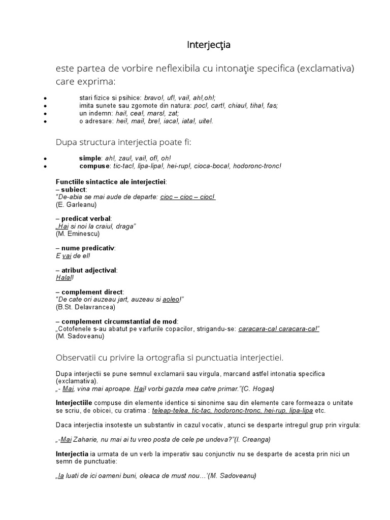 Interjecţia | PDF