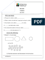 Fractions Worksheet