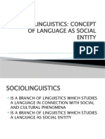 Sociolinguistics: Concept of Language As Social Entity: Meeting 1
