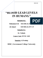 "Blood Lead Levels in Humans.": SDSC, Government College University