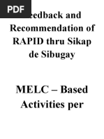 Feedback and Recommendation of RAPID Thru Sikap de Sibugay