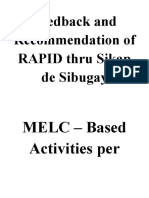 Feedback and Recommendation of RAPID Thru Sikap de Sibugay