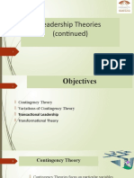 Leadership Theories (Continued)