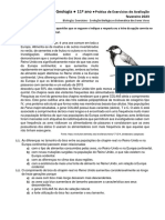 Evolução Biológica e Sistemática dos Seres Vivos - Exercícios de Avaliação