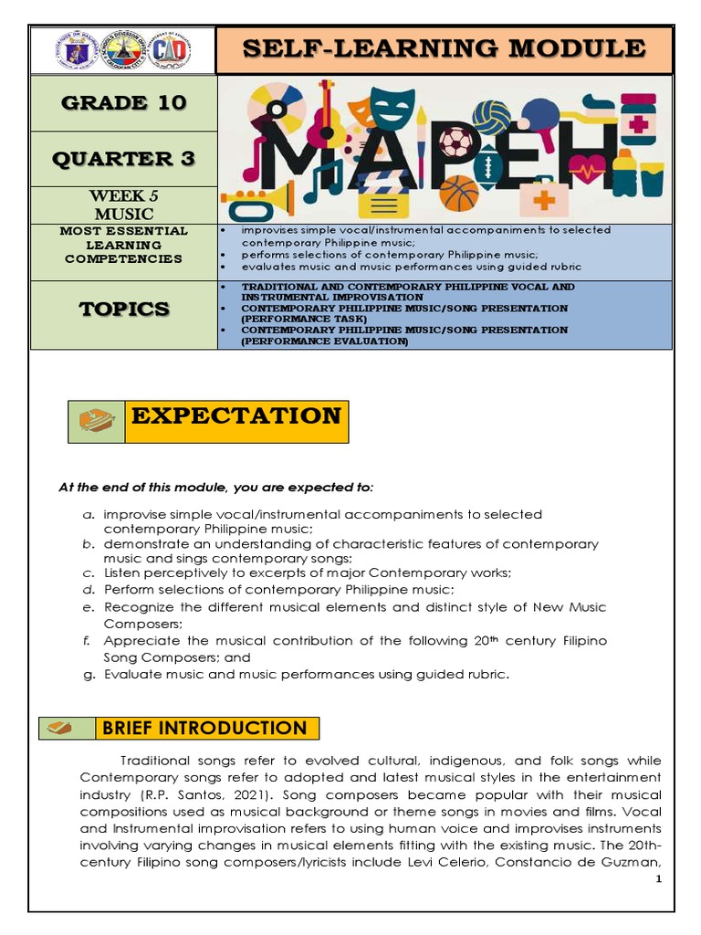 Self-Learning Module: Expectation | PDF | Songs | Singing