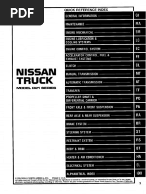 1997 Nissan D21 Service Manual | PDF | Systems Engineering