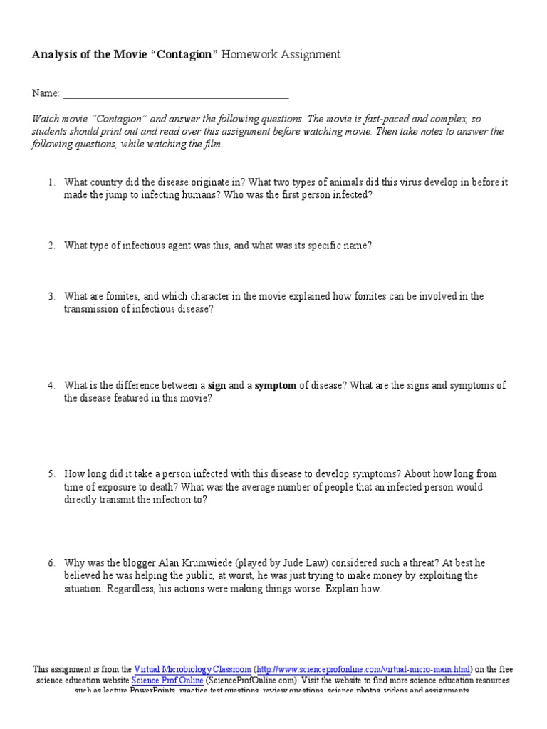 Contagion Movie Homework Assignment VMC PDF